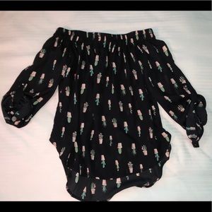 Cactus print off the shoulder top